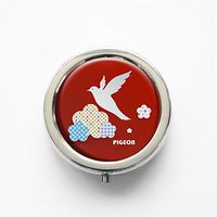 RhyNSky Animal Pigeon Mini Portable Pocket Pill Box Case Holder for Purse, 3 Compartments, Silvery, FS223