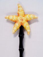 Hand Painted Back Scratcher Yellow Starfish Bird 18"