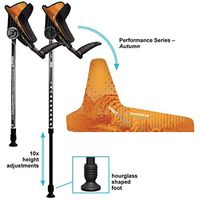 Smart Crutch Performance Series Forearm Crutch with Premium Spring Loaded Flextip, 15-90 Degree Rotation - 2 Adult Ergonomic Adjustable Walking Aids - Medium (Shortened Leg), Autumn