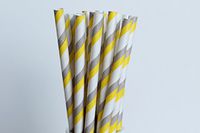 Yellow and Grey Striped Paper Straws (25)