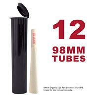 98MM Black Doob Tubes | 12 Pack | Waterproof Airtight and Smell Proof Blunt Vial Container | Child Resistant with Squeeze Pop Tops | BPA-FREE | Ideal for Storing Pre Rolled Raw Cones