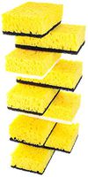 Okleen Yellow Multi Use Scrub Sponge. Made in Europe. 9 Pack, 4.3x2.8x1.4 inches. Odorless Heavy Duty and Non Scratch Fiber. Durable and Delicate Scrubber for Hard Dirty Surfaces in Daily Cleaning