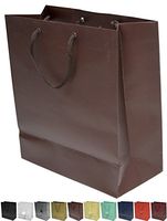 Novel Box® Brown Matte Laminated Euro Tote Paper Gift Bag Bundle 8X4X10 (10 Count) + Custom NB Pouch