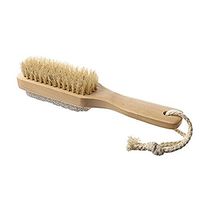 FENICAL Natural Bristle Body Foot Brush Bath Foot Exfoliating Brush with Wooden Handle