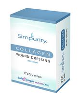 Simpurity 100% Pure Collagen Wound Dressing Pad, 2" x 2" Collagen Pads for Wound Care, Box of 10