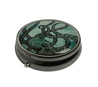 PTCRMG Image Custom Unique Round Pill Box Case Tablet Medicine Pocket Purse Travel Pill Vitamin Decorative Box Case Holder (Gorgeous Cool Octopus Color)