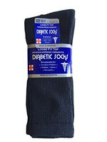 J&J 3, 6, or 12 Pairs Diabetic CREW circulatory Socks Health Men’s Cotton ALL SIZE (Black 3Pack, 9-11)