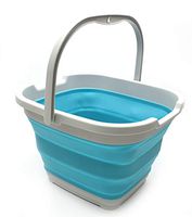 SAMMART 10L (2.6 gallon) Collapsible Rectangular Handy Basket/Bucket (1, Grey/Bright Blue)