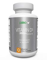 Vitamin D3 5000 IU- New Formula: Paleo Life Vitamin D3 5000iu Premium High Potency with Coconut Oil - 60 Capsules. (1)