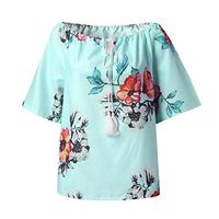 Newmao Womens Fashion Floral Print Blouse Casual Workout Crop Top Tank Clothes (XXL, Green)