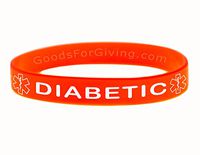 Diabetic ID Bracelet Wristband - Orange - 7 Inches - Youth