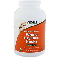 Certified Organic Whole Psyllium Husks - 12 oz (340 Grams) by NOW