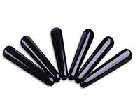 JIC Gem Crystal Massage Wand for Acupuncture Therapy Pointed Stick Tretament Gua Sha Scraping Tool 6pc (Black Obsidian)