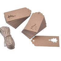 Mydio 200 Pack Hollow Christmas Tree Gift Tags with String Craft Tags Bonbonniere 9.5 X 4.5cm Brown Gift Tags with Twine Perfect for Arts and Crafts(Brown)