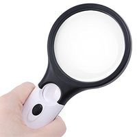 Reading Magnifier - PESTORY 3 LED Lights 3X 45X Handheld Glass Lens Magnifier Reading Magnifying Glass Lens Jewelry Loupe (White Handle)