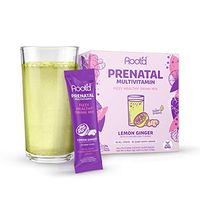 Rootd - Powder Prenatal Vitamin - Pregnancy Multivitamin with 25 Vitamins & Minerals A, C, D, E, B12, B6, K, Iron, Folate, Probiotics, Organic Super Greens | Lemon Ginger | 24 Effervescent Stick Packs
