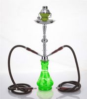 2 hose 23" Fahem Green Hookah Shisha Nargila water glass vase pipes smoke sale