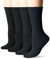 Dr. Scholl's Women's Guaranteed Comfort Diabetic and Circulatory crew 4 Pack Socks ,Black, 4-10