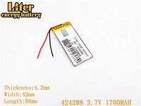3.7V 1700mAh 424288 Lithium Polymer Ion Rechargeable Battery Lithium Polymer Li-Po Battery for MP4 GPS MP3 Bluetooth Stereo DIY Gift