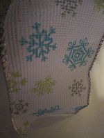 Aqua/lime/silver snowflake on white semi see through 2.5" x 25 feet Wired Ribbon (2 rolls)