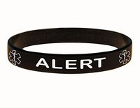 Medical Alert ID Bracelet Wristband - Black - 8 Inches - Standard