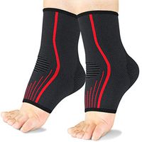 Beister 1 Pair Ankle Brace Compression Support Sleeve for Women and Men, Elastic Sprain Plantar Fasciitis Foot Socks for Injury Recovery, Joint Pain, Achilles Tendon, Heel Spurs, Gray & Red, Small