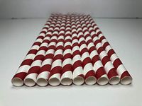 Red Striped Paper Straws - 200 Count Giant Wrapped - 8" / 8mm