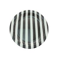 Youmewell Disposable Round Paper Party Plates Black Striped 9 Inch 24 Count