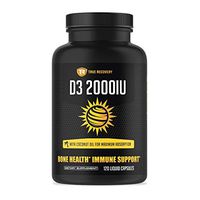 True Recovery Vitamin D3 2000iu (50mcg) Enhanced with Organic Coconut Oil - Supports Immune System Health - Natural , Vegetarian and Non-GMO - 120 Liquid Softgels