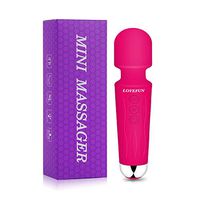 LOVEFUN Mini Wand Massager, Cordless Personal Massager Handheld with 8 Powerful Speeds & 20 Modes, Waterproof, USB Rechargeable Wireless Wand Massager for Back Neck Shoulder Legs, Quiet -Rose