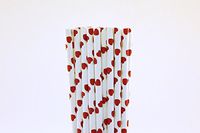 Dark Red Hearts Paper Straws (25)