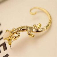 1pc Women Lady Golden Plated Rhinestone Cystal Lizard Earring Stud Cuff Good Jewerly Stylish Bright Pendant Girls Prom Pretty Brides Jewelry Cute Charm Comfy