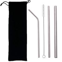 PROKTH Stainless Steel Straws, Full Variety Reusable Drinking Straws Rustproof Metal Dishwasher Safe Straw with Smoothie-Friendly Straw Metal Beverage Straws 4 Piece Combination Bag Set
