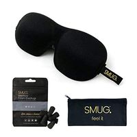 SMUG Eyelash Friendly Contoured 3D Blackout Beauty Sleep Mask/Eye Mask Set with Storage Bag & Earplugs (4 Pairs), Black