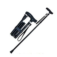 KingGear Travel Adjustable Folding Canes and Walking Sticks for Men and Women - Led Light and Easy Grip Handle for Arthritis Seniors & Disabled - Best Mobility Aids Cane (Black K5)