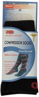 MD USA Ribbed Cotton Compression Socks with Cushion, Black, Medium