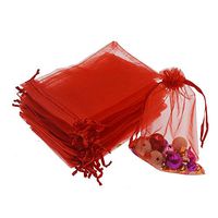 Lautechco 100Pcs Organza Bags 3x4 inches Red Organza Gift Bags Small Mesh Bags Drawstring Gift Bags Christmas Drawstring Organza Gift Bags (3x4 inches Red)