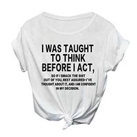 Amlaiworld Plus Size Shirt for Women Fashion Casual O-Neck Tee Top Letter Print Short Sleeve T-Shirt Top Blouse Activewear (L, White 1)