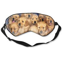 Sleep Eyes Masks Covers Siblings Golden Retriever Puppies Print Silk Sleeping Adjustable Strap