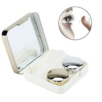 Contact Lens Case, Portable Mini Travel Kit with Mirror Bottle Tweezers Container Holder(Gold)
