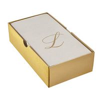 Silver Spoons LINEN FEEL DISPOSABLE MONOGRAMMED GUEST TOWELS European Made Initial L 48 pc Napkins for Wedding Dinners Events