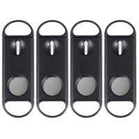 4PCS Black Stainless Steel Dual Blade V-Cut and Regular Circle Cigar Cutter
