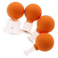 dailymall Set of 4 Glass Vacuum Massage Face Eye Cupping Cups Anti-Cellulite - Orange