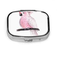 Small Pill Box Tropical Pink Parrot Isolated Bright Cute Pill Case Daily Pill Portable for Pocket Purse Briefcase Travel Pills Box Medicine Storage