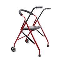 Walkers Walking Frame Walking Frames Walking Aid Walking Aids Pulley Portable Folding Elderly Anti-Skid Disabled Carbon Steel (Color : Red, Size : 626679~89cm)