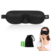 Lonfrote Sleep Mask 3D Contoured Molded Eyes Blinking Lightweight Comfortable Sleeping Masks Adjustable with Earplugs Carry Pouch for Men Women Shift Work Naps (Black)
