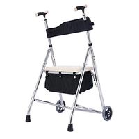 Walkers Crutches Aluminum Double Armrests Folding Wheels Elderly Disabled Walking Auxiliary Four Feet 55cm51cm88cm MUMUJIN