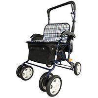 Walkers Elderly Portable Folding Shopping Cart Grocery Shopping Cart Four Wheel with Seat Gift (Color : Black, Size : 6653.5cm)