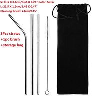 Drinking Straws Reusable Stainless Steel Drinking Straws with Cleaner Brush Tube Straws Wedding Party Drinking Accessories (A3 tubes 1 Brush 1 Bag)