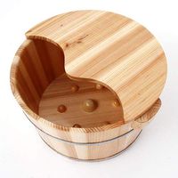 JTYX Wooden Foot Bath Barrel Footbath with Lid Thickening Massage Pedicure Barrel Home,Yellow,36X21CM